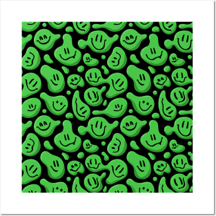 Green Liquid Smiley Faces Posters and Art